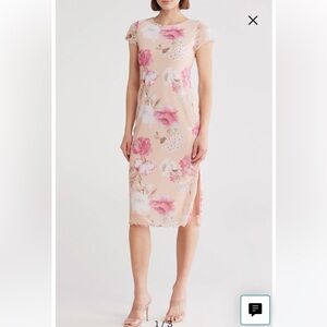 Bebe Elegant Cream Mesh Dress L